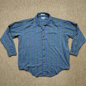 Vintage JJ COCHRAN Button Up Shirt Men's 2XL 18-18.5 Plaid Cotton Blend